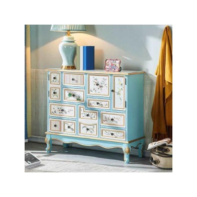 15.6-inch W Dresser Traditional Solid Wood Storage Chest with 9 Drawers