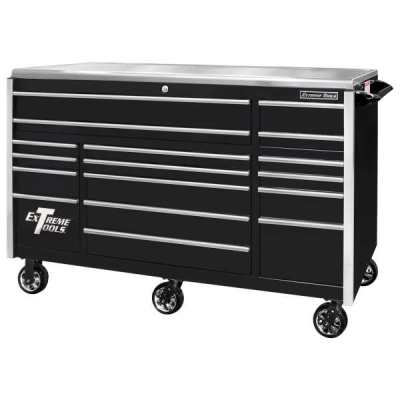Extreme Tools Professional EXQ 72″ Quick Release 17-Drawer Triple Bank Roller Cabinet