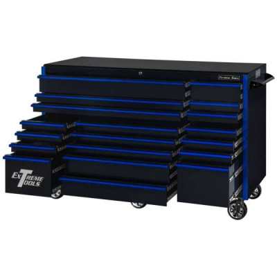 Extreme Tools 72″ x 30″, 19 Drawer Roller Cabinet with 250 lbs. drawer slides, RX 250 Series